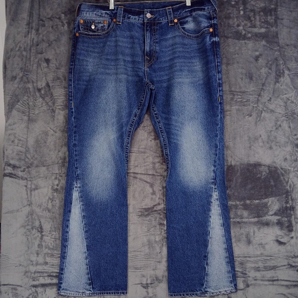 NWT True Religion Jeans Mens 42 Blue Lynx Medium Wash SN Flap Slim Flare Zip Fly